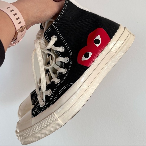Comme des Garçons Play Converse Black High-Top Sneakers size 8 - Picture 4 of 7